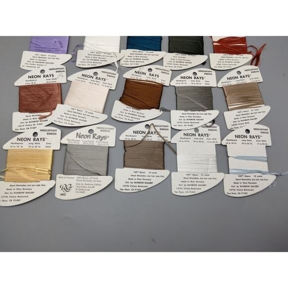 19x Needlepoint/Embroidery THREAD RAINBOW GALLERY Neon Rays rayon ribbon (3) - Picture 2 of 5